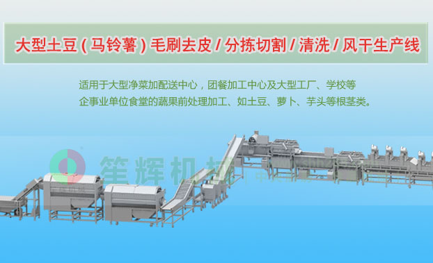 云霄连续式土豆去皮清洗切割风干生产线